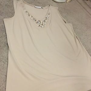 Tan Pearl Collared Tank Top